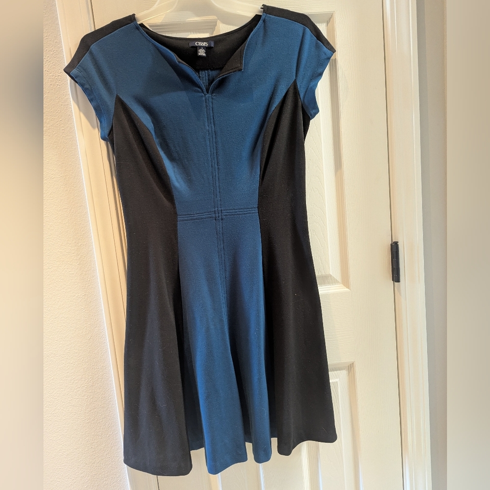 Chaps Black and Blue Mini Dress